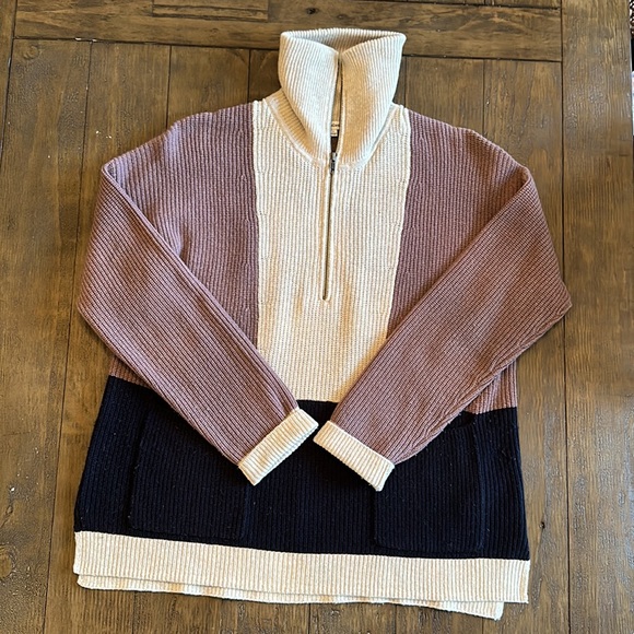 Madewell Colorblock 1/4 Zip Sweater - Picture 5 of 6
